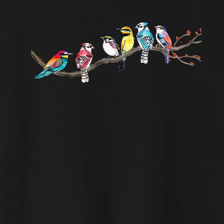 Birds On A Branch Birding Bird Watching Bird Watcher Women's Crop Top Tee