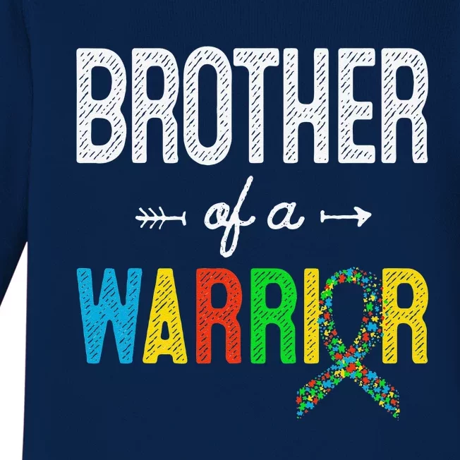 Brother Of A Warrior Autism Awareness Support Baby Long Sleeve Bodysuit