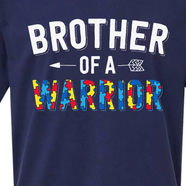 Brother Of A Warrior Family Bro World Autism Awareness Day Sueded Cloud Jersey T-Shirt