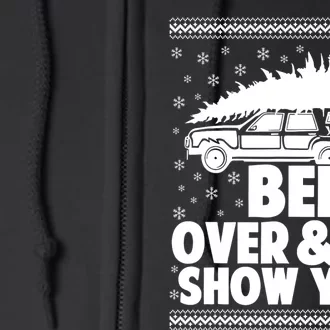 Bend Over And Ill Show You Funny Merry Christmas Tree Full Zip Hoodie