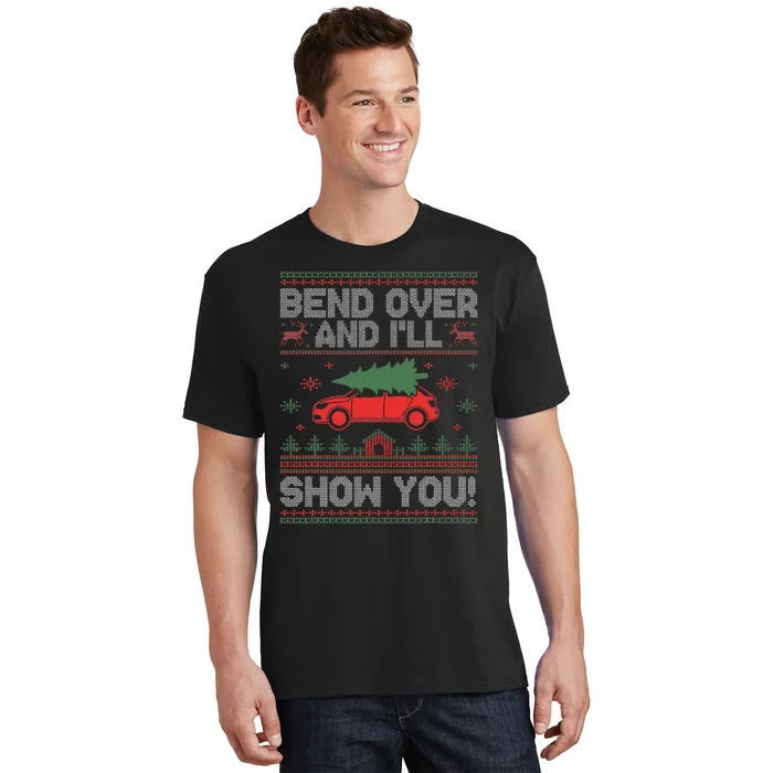 Bend Over And I'll Show You Ugly Christmas Couple Matching T-Shirt