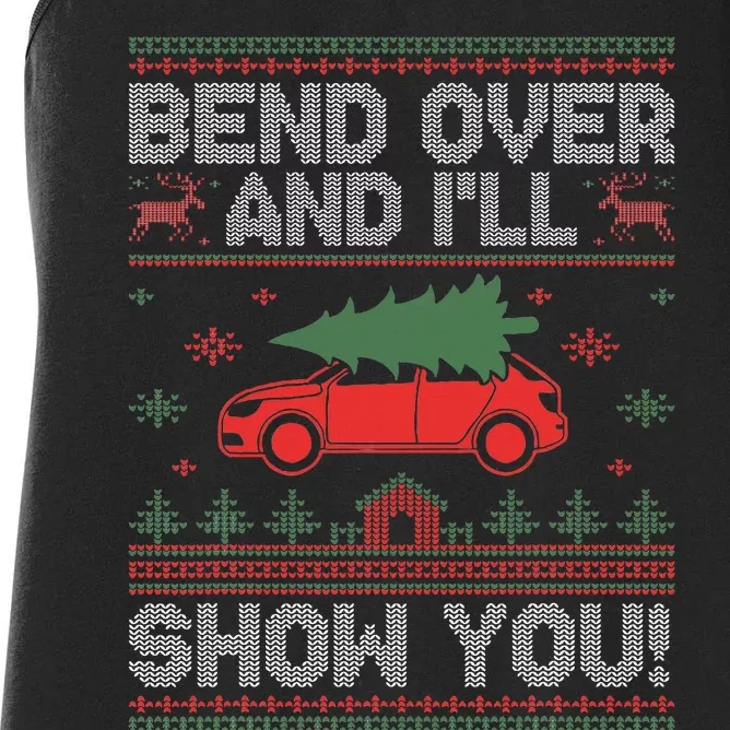 Bend Over And I'll Show You Ugly Christmas Couple Matching Women's Racerback Tank