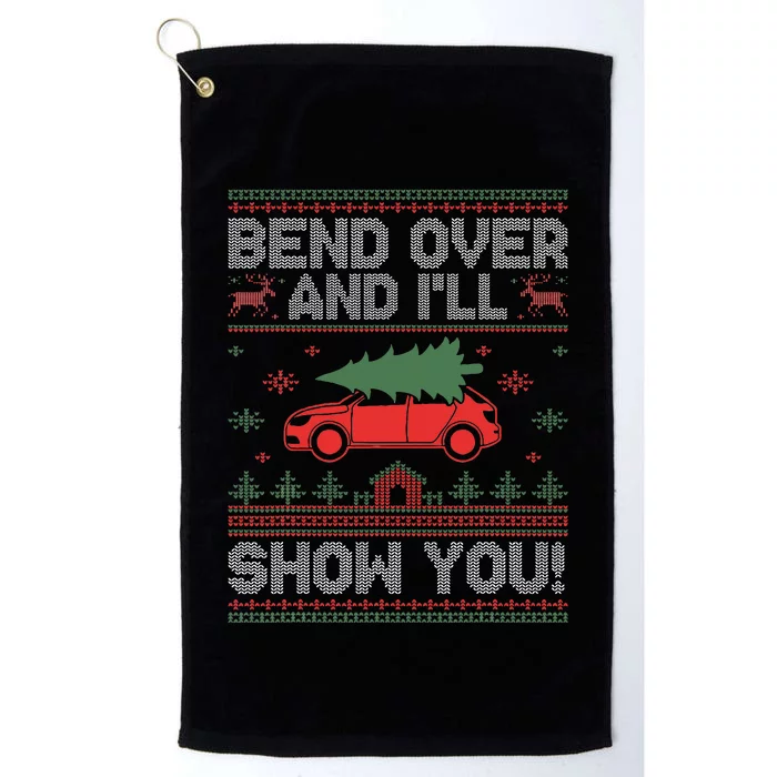 Bend Over And I'll Show You Ugly Christmas Couple Matching Platinum Collection Golf Towel