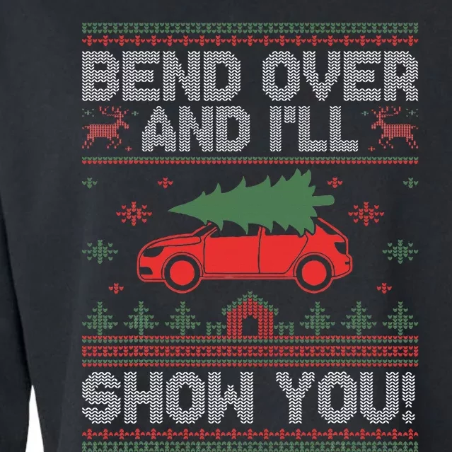 Bend Over And I'll Show You Ugly Christmas Couple Matching Cropped Pullover Crew