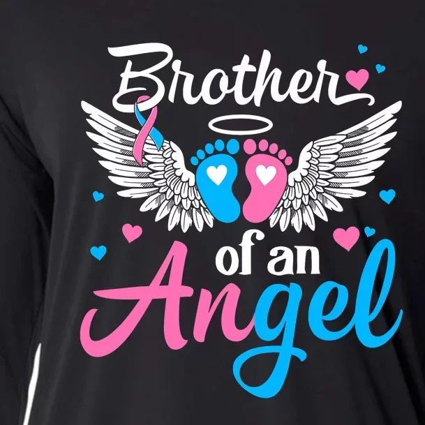 Brother Of An Angel Pregnancy Infant Loss Awareness Ribbon Cooling Performance Long Sleeve Crew