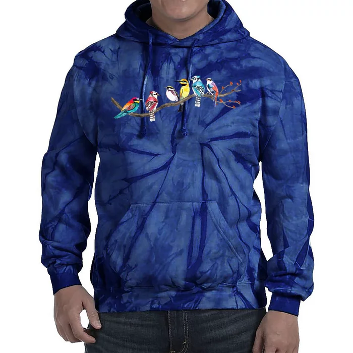 Birds On A Branch Birding Bird Watching Bird Watcher Tie Dye Hoodie