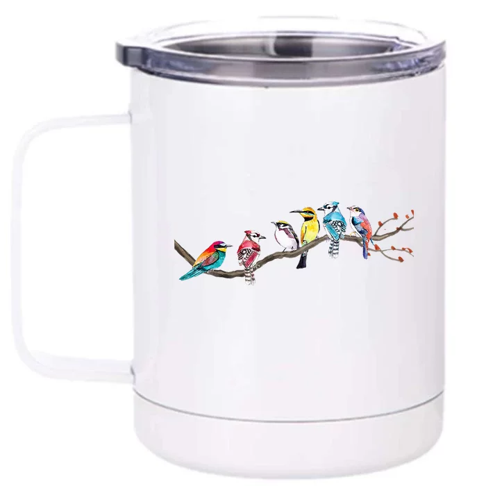 Birds On A Branch Birding Bird Watching Bird Watcher Front & Back 12oz Stainless Steel Tumbler Cup