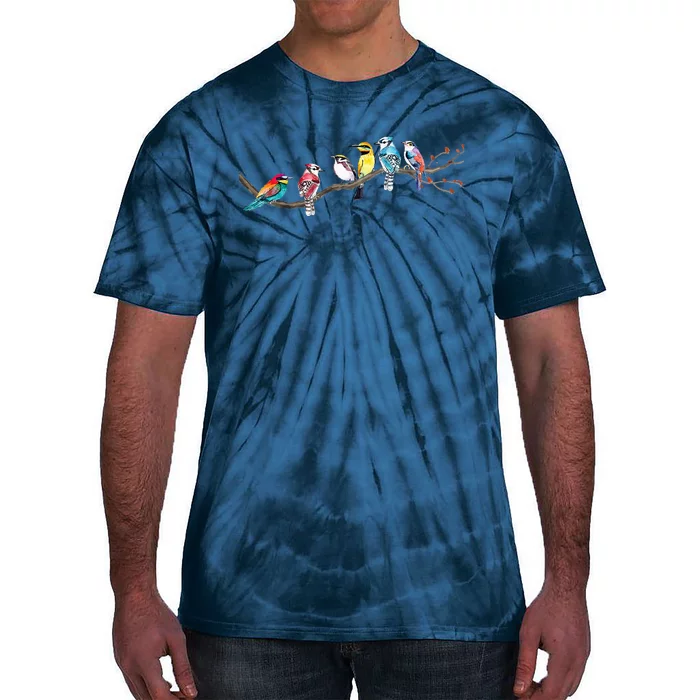 Birds On A Branch Birding Bird Watching Bird Watcher Tie-Dye T-Shirt