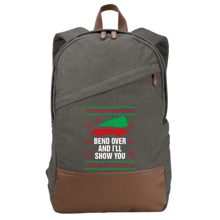 Bend Over and I'll Show You Christmas Couple Matching Family Cotton Canvas Backpack