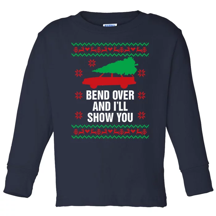 Bend Over and I'll Show You Christmas Couple Matching Family Toddler Long Sleeve Shirt