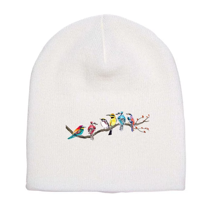 Birds On A Branch Birding Bird Watching Bird Watcher Short Acrylic Beanie