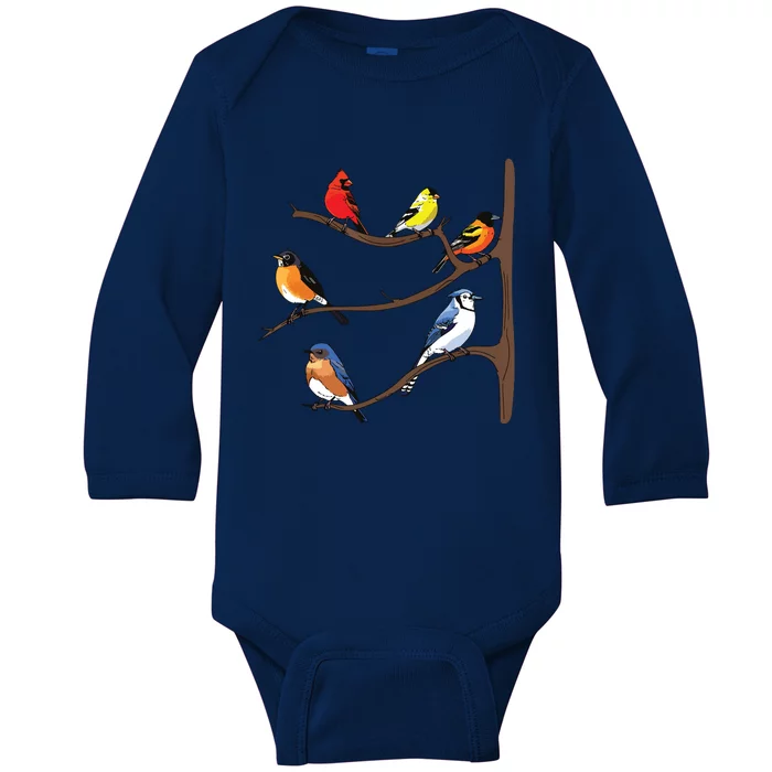 Birds On A Branch Birding Birdwatching Birder Bird Watcher Baby Long Sleeve Bodysuit