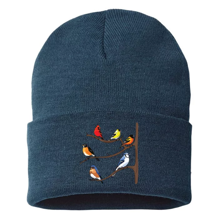 Birds On A Branch Birding Birdwatching Birder Bird Watcher Sustainable Knit Beanie