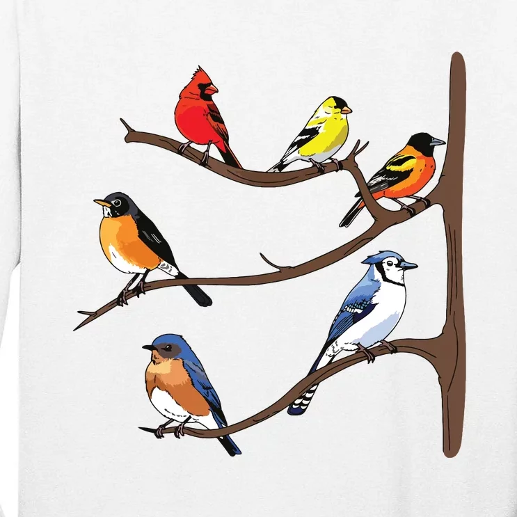 Birds On A Branch Birding Birdwatching Birder Bird Watcher Tall Long Sleeve T-Shirt