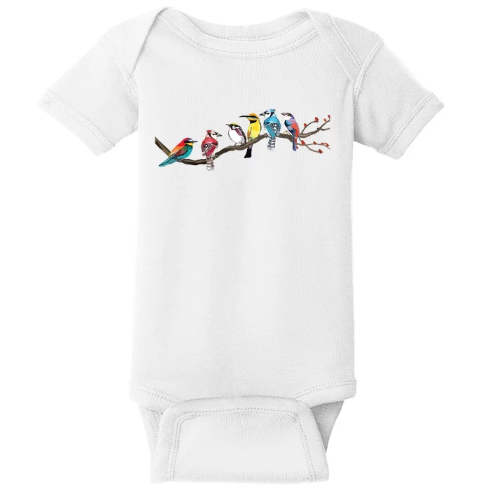 Birds On A Branch Birding Bird Watching Bird Watcher Baby Bodysuit