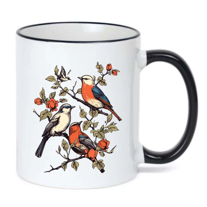 Birds On A Tree Branch Birding Bird Watching Bird Black Color Changing Mug