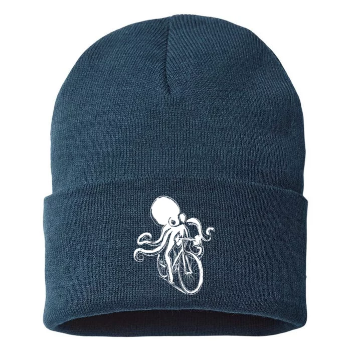 Bicycle Octopus Art Cyclist Sustainable Knit Beanie