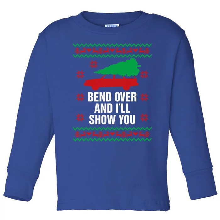 Bend Over and I'll Show You Christmas Couple Matching Family Toddler Long Sleeve Shirt