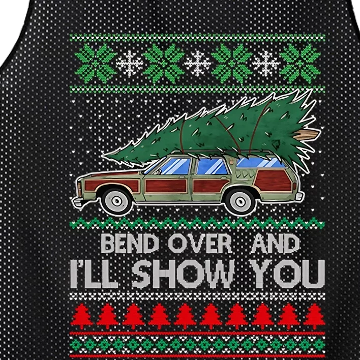 Bend Over And ILl Show You Christmas Couple Matching Family Mesh Reversible Basketball Jersey Tank