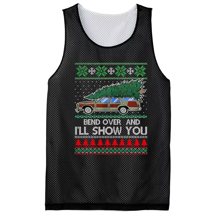 Bend Over And ILl Show You Christmas Couple Matching Family Mesh Reversible Basketball Jersey Tank