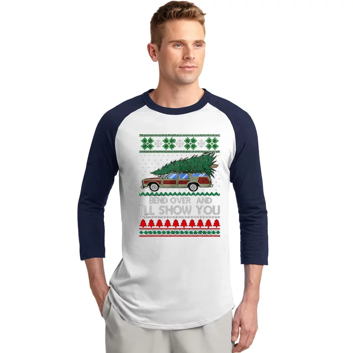 Bend Over And ILl Show You Christmas Couple Matching Family Baseball Sleeve Shirt