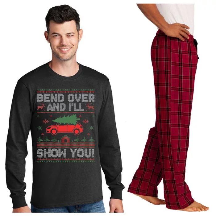 Bend Over And I'll Show You Ugly Christmas Couple Matching Long Sleeve Pajama Set