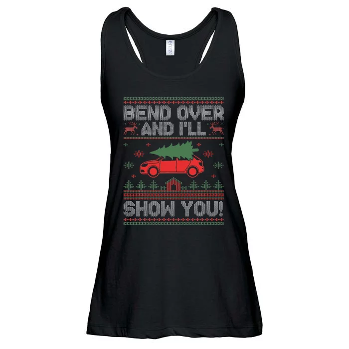 Bend Over And I'll Show You Ugly Christmas Couple Matching Ladies Essential Flowy Tank