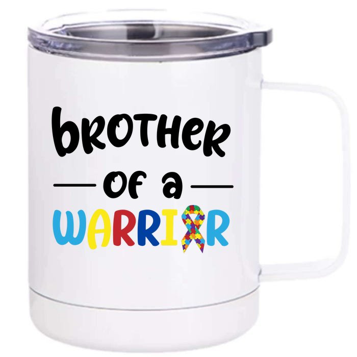 Brother Of A Warrior Autism Awareness Front & Back 12oz Stainless Steel Tumbler Cup