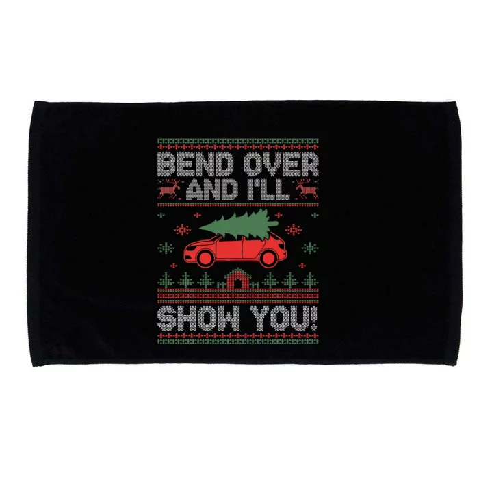 Bend Over And I'll Show You Ugly Christmas Couple Matching Microfiber Hand Towel