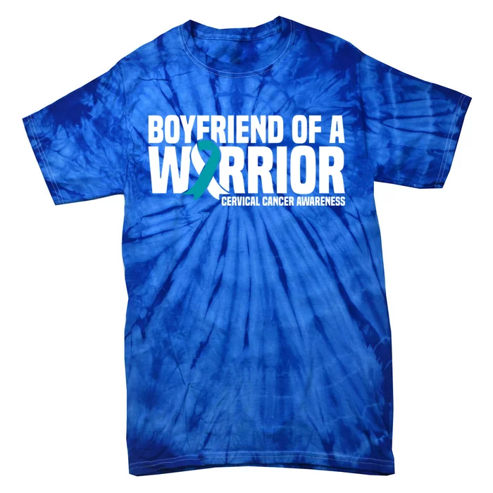 Boyfriend Of A Warrior Cervical Cancer Awareness Gift Tie-Dye T-Shirt