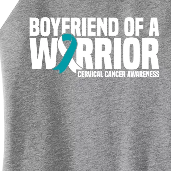 Boyfriend Of A Warrior Cervical Cancer Awareness Gift Women’s Perfect Tri Rocker Tank