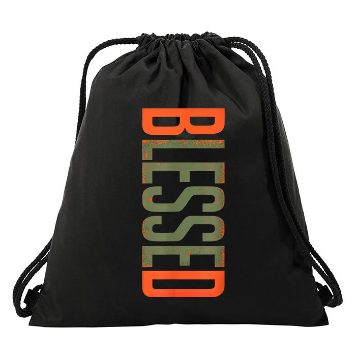 Blessed Olive Army Solar Orange Color Match Drawstring Bag