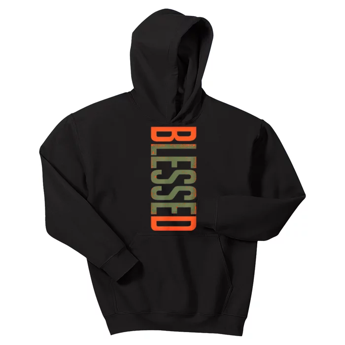 Blessed Olive Army Solar Orange Color Match Kids Hoodie