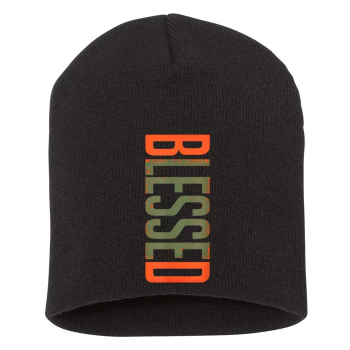 Blessed Olive Army Solar Orange Color Match Short Acrylic Beanie