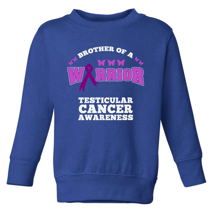 Brother Of A Warrior Testicular Cancer Awareness Gift Toddler Sweatshirt