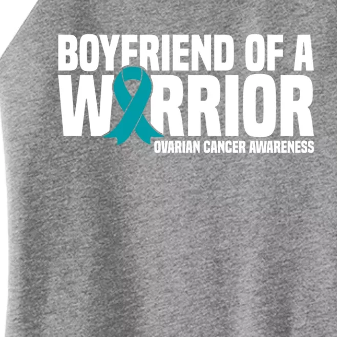 Boyfriend Of A Warrior Teal Ribbon Ovarian Cancer Awareness Cute Gift Women’s Perfect Tri Rocker Tank