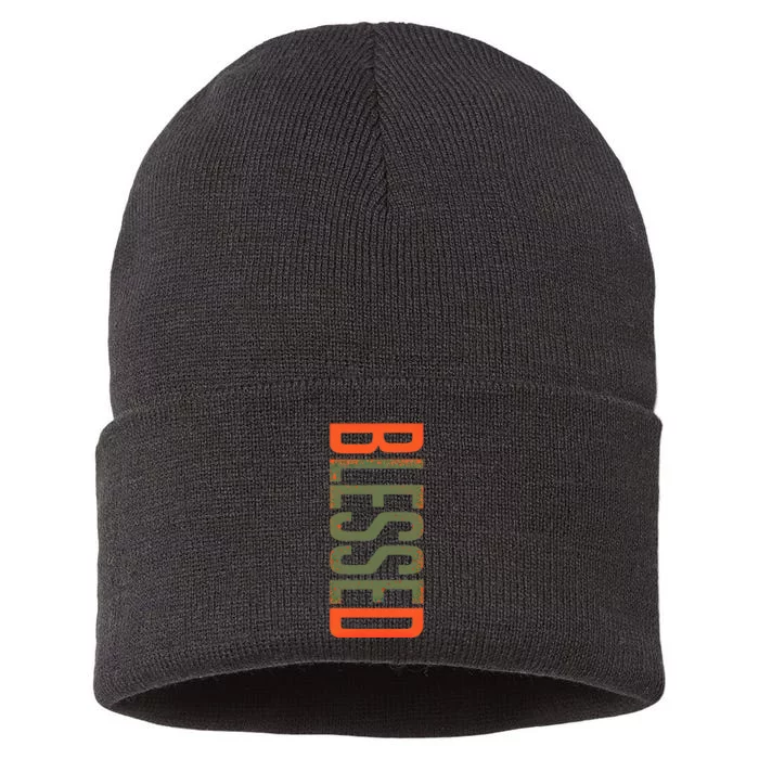 Blessed Olive Army Solar Orange Color Match Sustainable Knit Beanie