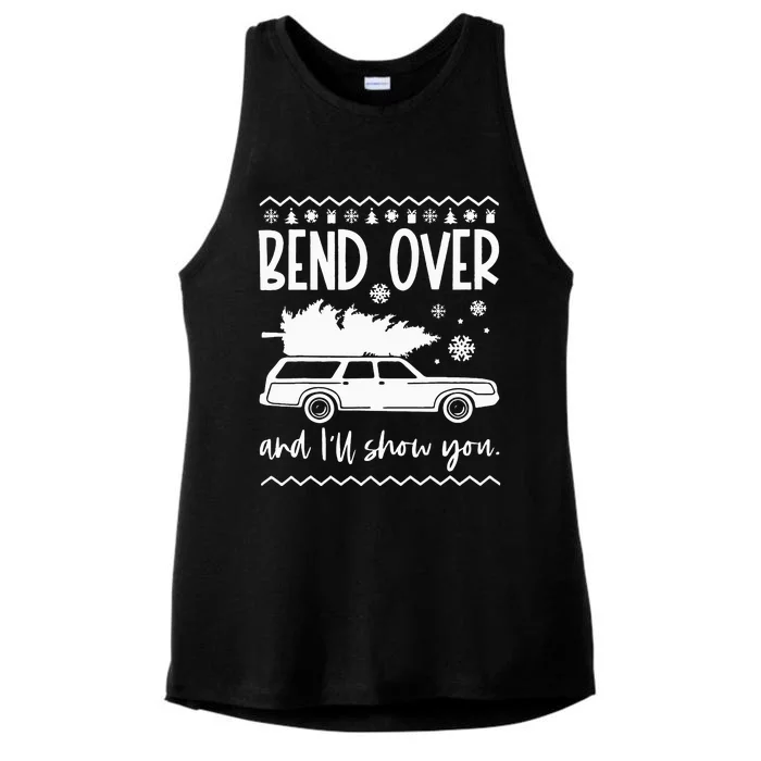 Bend Over And Ill Show You Christmas Pajama Ladies Tri-Blend Wicking Tank