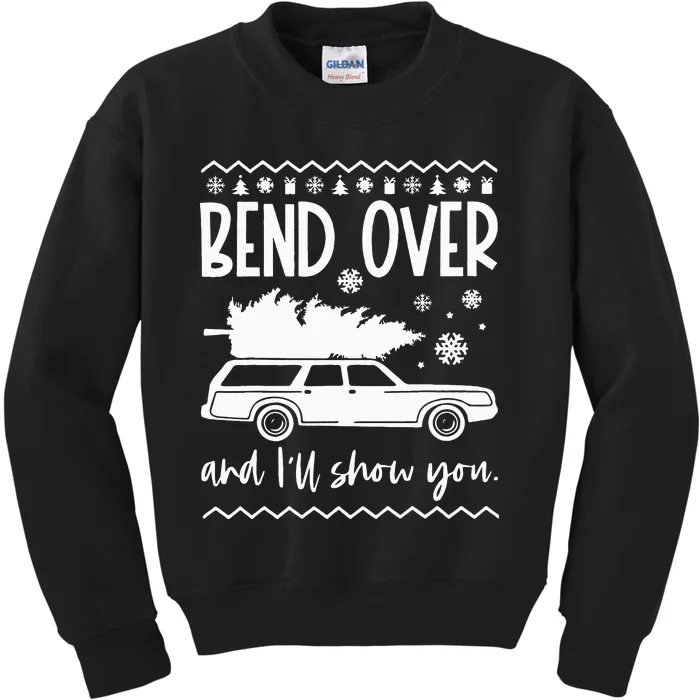 Bend Over And Ill Show You Christmas Pajama Kids Sweatshirt