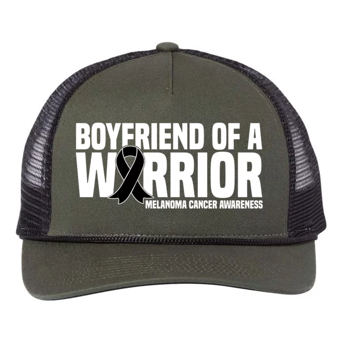 Boyfriend Of A Warrior Melanoma Cancer Awareness Funny Gift Retro Rope Trucker Hat Cap