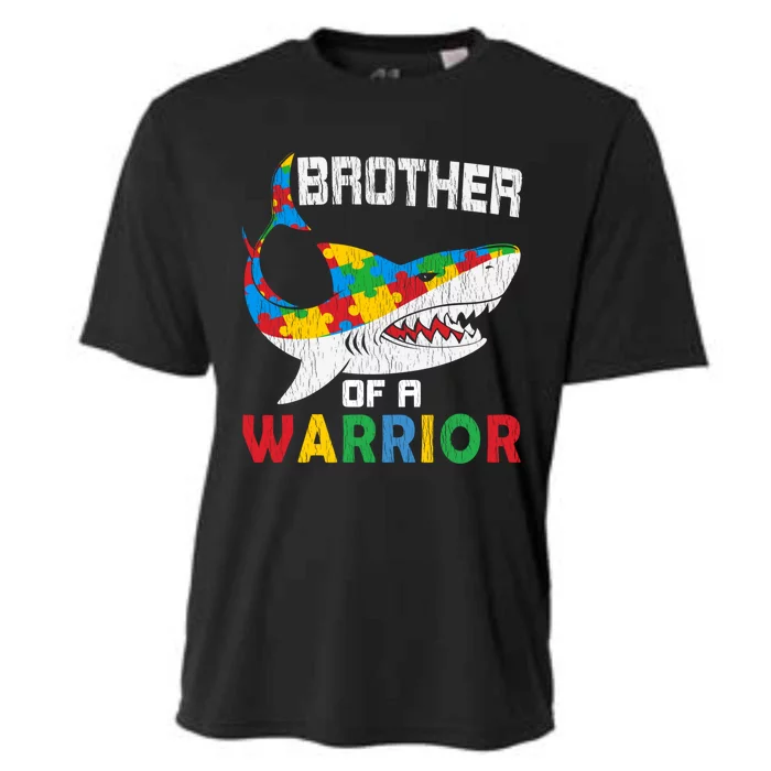 Brother Of A Warrior Autistic Autism Awareness Shark Gift Cooling Performance Crew T-Shirt