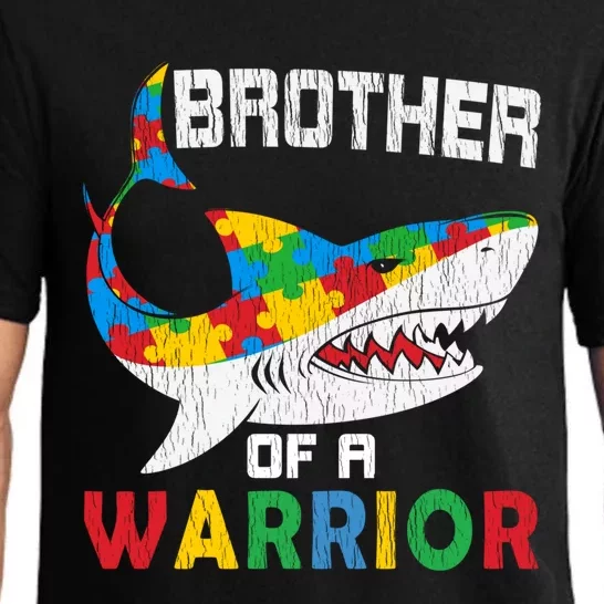 Brother Of A Warrior Autistic Autism Awareness Shark Gift Pajama Set