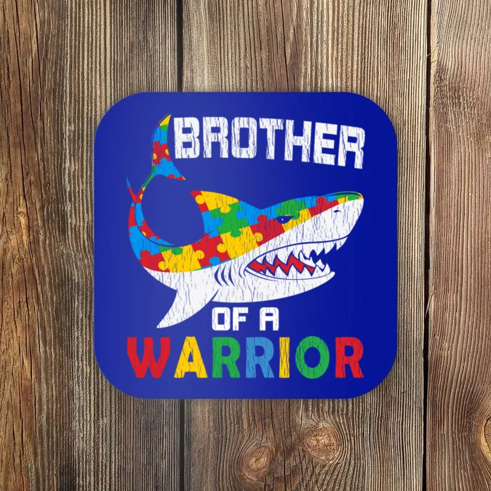 Brother Of A Warrior Autistic Autism Awareness Shark Gift Coaster