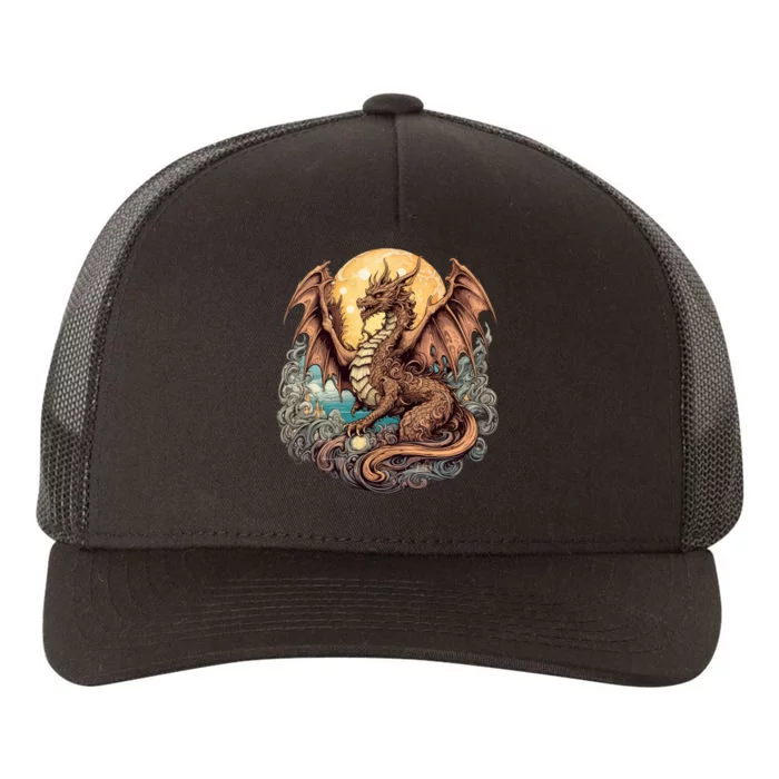 Beauty Of Art Nouveau Designs Enchanted Dragon Guardian Yupoong Adult 5-Panel Trucker Hat