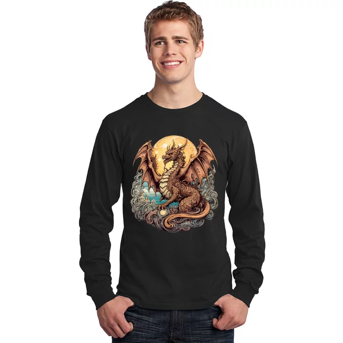 Beauty Of Art Nouveau Designs Enchanted Dragon Guardian Long Sleeve Shirt