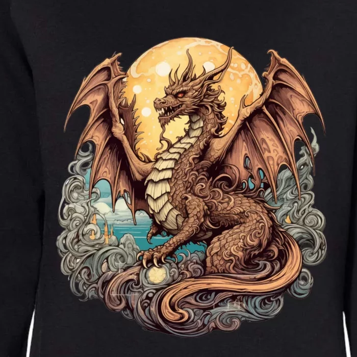 Beauty Of Art Nouveau Designs Enchanted Dragon Guardian Womens California Wash Sweatshirt