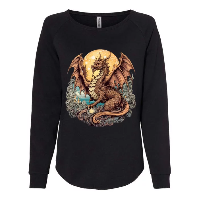 Beauty Of Art Nouveau Designs Enchanted Dragon Guardian Womens California Wash Sweatshirt