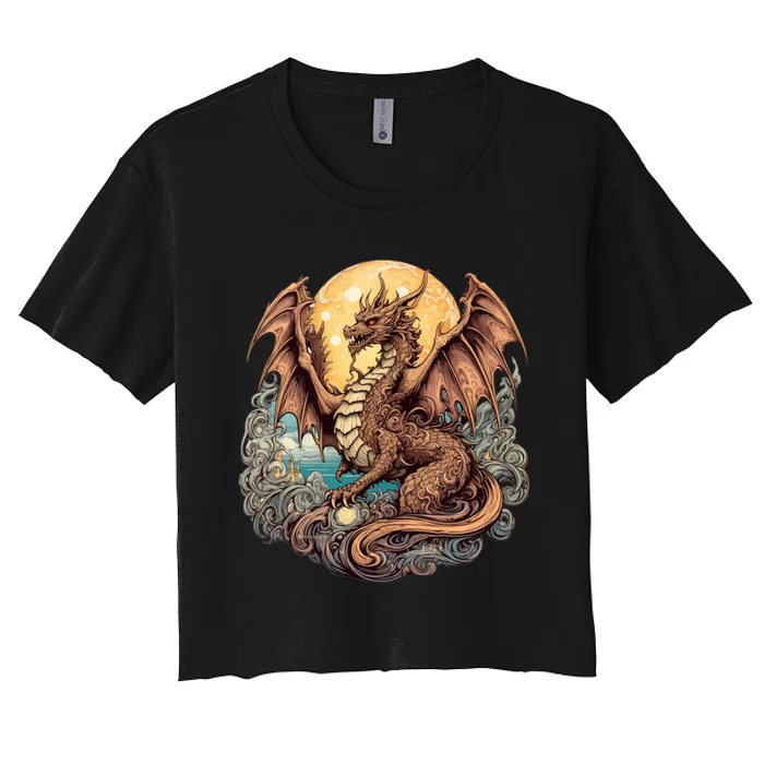 Beauty Of Art Nouveau Designs Enchanted Dragon Guardian Women's Crop Top Tee