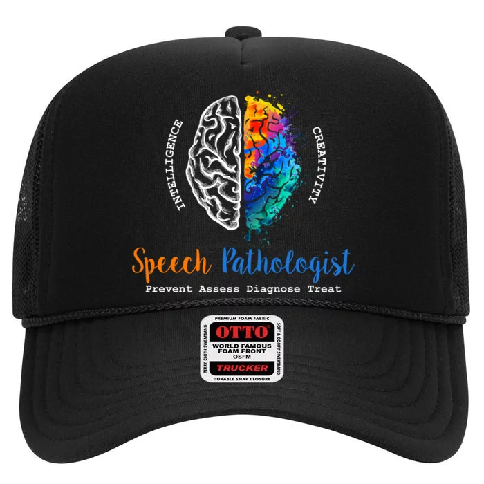 Brain Of A Speech Pathologist Speech Language Therapy High Crown Mesh Trucker Hat