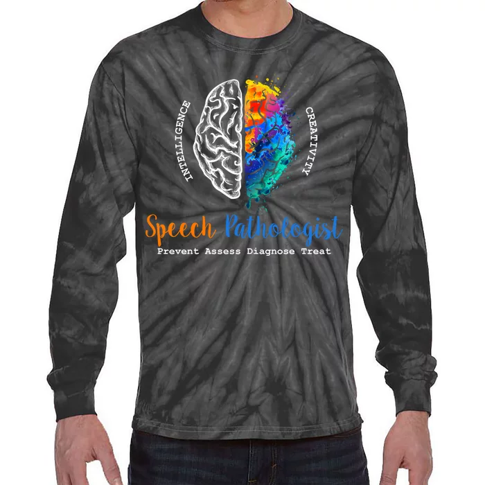 Brain Of A Speech Pathologist Speech Language Therapy Tie-Dye Long Sleeve Shirt